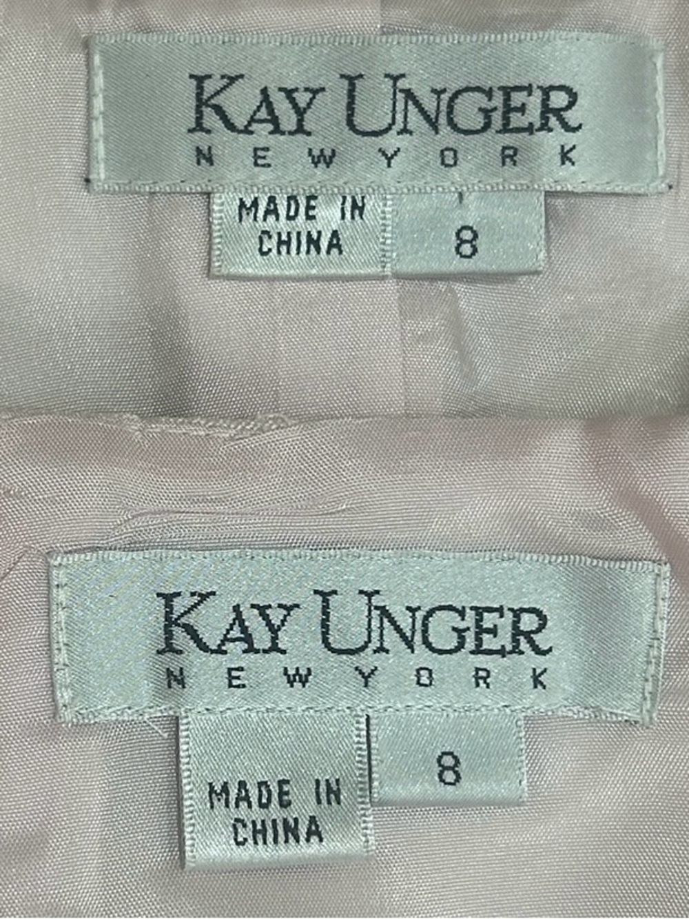 Vtg ‘90’s Kay Unger Blush Peplum Two-Piece jacket pencil skirt Suit silk blend 8 - Picture 10 of 11